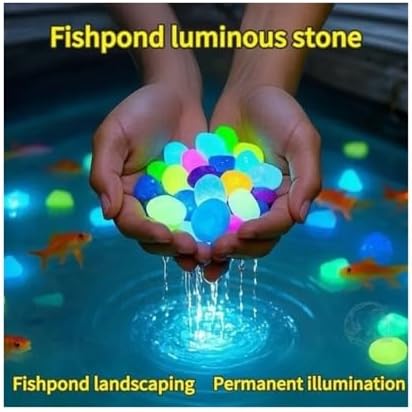 200pcs Glow in The Dark Pebbles - Luminous Resin Stones for Garden Paths Landscape Potted Plants and Aquarium Decor(White) - Image 7