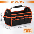 Kowsinde 16 Inch Tool Bag, Electrician Tool Bag, Open Top Tool Bags, 26 Pockets Can Hold Many Tools, Steel Handle and Removable Shoulder Strap - Image 2