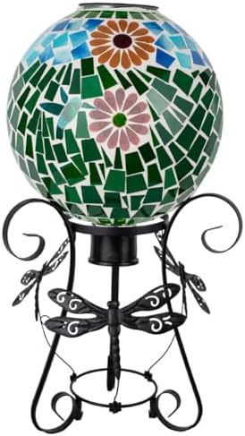 Starsoul Solar Gazing Ball, 10" Hummingbird Mosaic Gazing Balls with Stand, Decorative Gazing Globe for Garden Outside Lawn Yard Decor by Starsoul