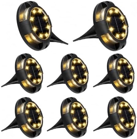 Ground Lights, 12LED Solar Power Disk Light Outdoor Garden(Warm Side-Warm) by Unknown