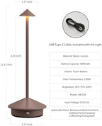 Modern Cordless Table Lamp Set of 2, Brown Portable LED Desk Lamps - Image 5