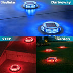 SIEDiNLAR Solar Deck Lights Outdoor 2 Modes 16 LEDs, 4 Pack, Blue/Red Light - Image 3