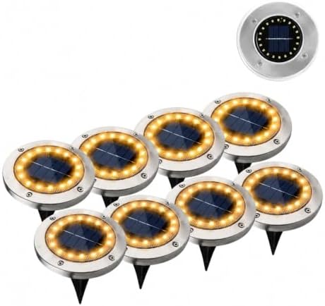 Ground Lights, 8/20LED Solar Disk Light Outdoor Garden Underground(8LED-White) - Image 2