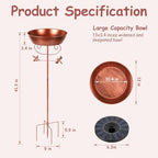 Bird Bath with Solar Fountain Freestanding Birdbaths for Outdoor, Bronze - Image 2