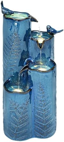 Autodaya 32" H 4-Tier Vase Ceramic Outdoor Water Fountain with LED Lights - Image 2