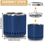 HGD Small Tabletop Fire Pit 8.8 x 8.6 in, Portable Mini Smokeless Table Top Firepit, Low Smoke Camping Stove for Outdoor & Patio, Fueled by Pellets or Wood, with Travel Bag, Stainless Steel, Blue - Image 4