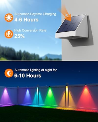 12 Pack Multicolour Solar Power Fence Lights Outdoor LED Waterproof - Image 3
