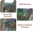 Cast Iron Doorbell, Sign with Birds, Metal Farm Hanging Bell for Outdoor Entryway Gate, Vintage Restaurant Dinner Bell - Image 4