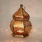 DESI SAMAAN Store Moroccan Iron Hanging Lantern Lamp, Tealight Holder, Lanterns for Home Decoration, Diwali Ganesh Chaturthi Christmas Eid Festival Balcony Décor Items (Golden) - Image 5