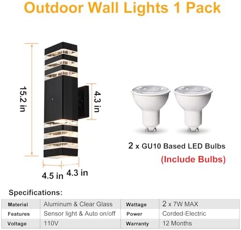 Dusk to Dawn Outdoor Wall Lights 1 Pack, IP65 Waterproof Modern Exterior Light Fixture, 3000K Warm White 3-Layer Up and Down Outdoor Wall Sconce for House Front Porch Garage - Image 5