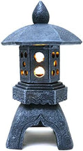 Pagoda Lantern Garden Statue with Solar Lotus Lights, Large Resin Japanese Temple Pagoda Lamp Asian Zen Outdoor Yard Decor for Landscape Patio Porch Lawn Decorations, Christmas Ornament Gift by MIBUNG