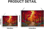 Path Through Glowing Autumn Forest Rectangular Stained Glass Suncatcher – Hanging Window Panel with Animal & Nature Scene – Vibrant Glass Art Gift for Wildlife, Fantasy, Nature Lovers nmbDYO - Image 4