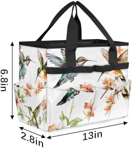 Hummingbird Garden Tool Bag, Garden Tote Storage Bag with 10 Pockets, Indoor and Outdoor Flower Bird Colourful Gardening Tool Organizer for Women Men - Image 3