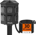 TiFFCOFiO Outdoor Power Strip with Stake Waterproof, 30 FT Extension Cord, 6 Grounded Outlets for Outdoor Lights, 14 AWG, 15A/1875W, ETL Listed by TiFFCOFiO
