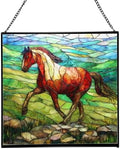 Roan Appaloosa Horse Walking Across Stony Ridge Square Suncatcher – Stained Glass Style Window Panel with Pastoral Scene, Custom Decorative Hanging Art for Equestrian Home, Christmas JbjgXd by Custom