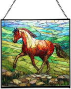 Roan Appaloosa Horse Walking Across Stony Ridge Square Suncatcher – Stained Glass Style Window Panel with Pastoral Scene, Custom Decorative Hanging Art for Equestrian Home, Christmas JbjgXd by Custom