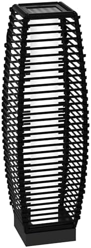 Solar Floor Lamp, Outdoor Rattan Garden Lantern for Pathway and Driveway by Brilluxa