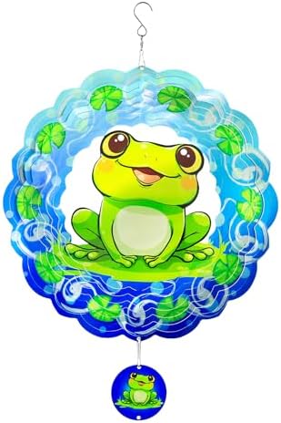3D Metal Wind Spinner-Hanging Frog Wind Spinner Gifts for Women Mom Grandma Wife,12in Spinfinity Designs Wind Spinners for Outdoor & Indoor Decorations by Unknown