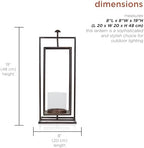 Alpine Corporation 19" Small Rectangular Lantern with Glass Candle Holder , Outdoor Lantern for Patio, Porch, or Deck Décor, Bronze - Image 4