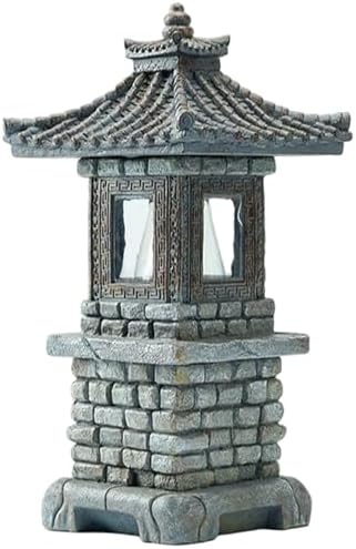 Pagoda Garden Statue, Solar-Powered Pagoda Garden Statue Auto-on Led Lantern for Zen Outdoor Decor, Dark Gray by Unknown
