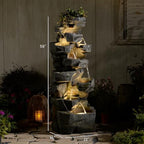 Sunlinua 58" H Cascading Realistic Rock Outdoor Water Fountain with 7 Tiers - Image 5