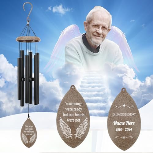 Personalized Memorial Wind Chimes, Angel Wings Sympathy Gifts Wind Chimes, 36inch Deep Tone Wind Chime for Loss of Loved Mom/Dad, Commemorative Wind Chime - Image 2