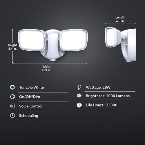 Feit Electric Dual Head Smart Outdoor Flood Lights, Tunable White - Image 2