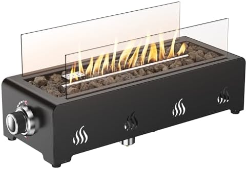 Onlyfire 18" Tabletop Gas Fire Pit, Outdoor Propane Fire Pit Bottom Mounted by onlyfire