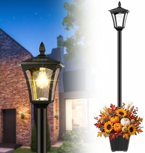 Derynome 72" Solar Outdoor Light with Planter,Waterproof Solar Post Lamp Ligts, Garden Lights for Backyard, Pathway, Patio,Lawn, Driveway Decor by Derynome