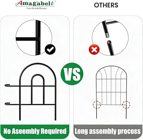 AMAGABELI 35 Panels 18in(H)×50ft(L) Decorative Garden Fence No Dig Rustproof Metal Pre-Linking Fence Panels Garden Edging Border Animal Barrier Fencing for Flower Beds Yard Patio Outdoor Decor Black - Image 3