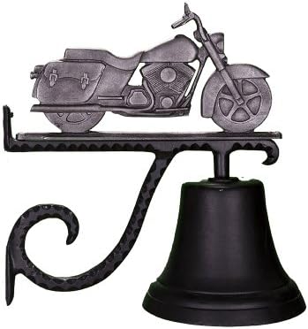 Montague Metal Products 7.75″ Diameter Cast Bell with Ornament, Hanging Bell, Dinner Bell, Heavy Duty Cast Aluminum (Motorcycle) by MontagueMetalProducts