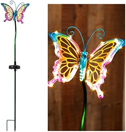 Crosslight Blue & Pink Kinetic Butterfly Solar LED Waterproof Outdoor Garden Stake - Decorative Electronic Light Garden Decor for Yard, Lawn, Patio, Deck, Pathway, Pond, Backyard - Image 2