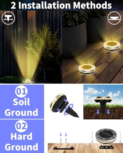 SenLuKit 18 Pack Outdoor Solar Ground Lights with 4 Side Light（Warm White） - Image 6