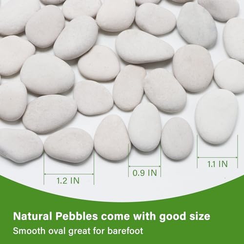 10in River Rock Stepping Stones Set - 6 Pack | Polished Pebble | Long-Lasting PVC Mesh Backing | Perfect for Garden Paths and Lawns Outdoor Landscaping Decoration | White Rhombus - Image 4