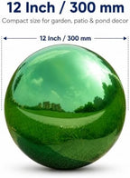 Gazing Ball Garden Mirror Outdoor - 12 Inch Outside Decorative Globe, Green - Image 2