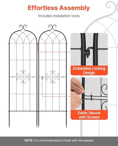 VEVOR 6 Packs Metal Garden Trellis for Climbing Plants Outdoor 71x20in, Rustproof Plant Tall Trellis for Rose Vine Flowers and Vegetables - Image 4