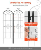 VEVOR Garden Trellis, 71 x 20 inch Rose Trellis, 2 Packs Garden Flower Rose Trellises with Powder-Coated Finish & Convenient Locking Design, Plant Support Trellises for Flowers, Vegetables, Roses - Image 4