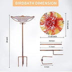MUMTOP Glass Bird Bath for Outside, Red Bird Feeder Birdbaths for Oudoors - Image 4