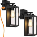 BesLowe Porch Lights with Outlet, Modern Outdoor Wall Light Fixtures, Black by BringYourBrightFuture