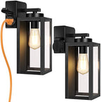 BesLowe Porch Lights with Outlet, Modern Outdoor Wall Light Fixtures, Black by BringYourBrightFuture