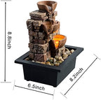 Haobos Indoor Tabletop Fountain 3-Tier Rockery Relaxation, Soothing Sound Home/Office/Bed Room Decor,Gifts for Mom/Grandma Relaxing Waterfall Meditation Tabletop Fountain LED Lights - Image 2