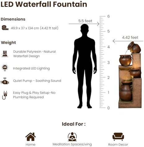 Resin Outdoor Water Fountain 4-Tier Jar Waterfall - Image 3