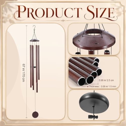 Marsui 67" Extra Large Wind Chime for Outside Deep Tone with 6 Tubes - Image 3