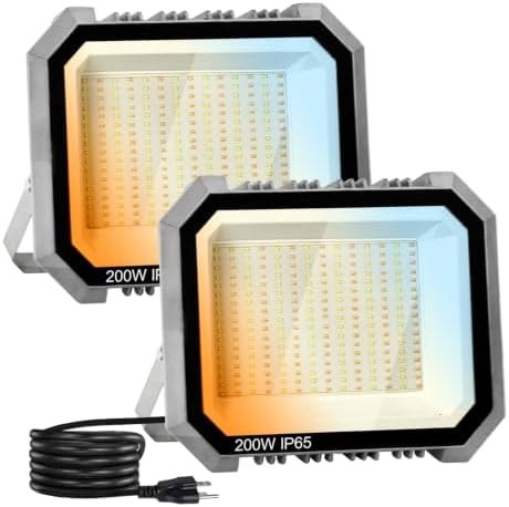 Leddictive 2 Pack 200W LED Flood Lights Outdoor, 3CCT Outside Work Light by LEDDICTIVE