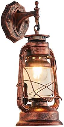 NOXARTE Rustic Wall Sconce Lighting Lantern Mounted Light with Glass Lampshade for Hallway Farmhouse Loft W7 x H15 by NOXARTE