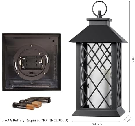 JOIONE Black Decorative Candle Lanterns, 2 Packs 14" Waterproof Porch Decor - Image 4