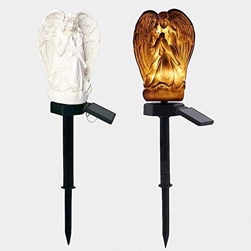Ulalaza Outdoor Resin Solar Lights Angel Shape Solar Powered LED Lamp Waterproof Garden Light Decoration for Walkway Path Landscape Lawn Yard - Image 5