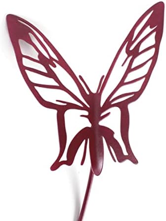 Bugs, Bees and Butterfly Garden Yard Stake Sign 20 to 33 Inches Tall (Small Butterfly Stake 22" Tall, Metallic Fuschia) by Handmade