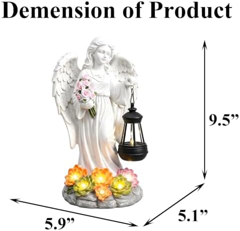 Solar Angel Statue Outdoor Fairy Garden Statues 9.4 inches Solar Garden Decor Garden for Outside Yard Art Patio Balcony Front Lawn Ornaments Gifts for Mom Grandma Women - Image 2