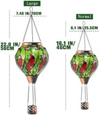 Hot Air Balloon Solar Lantern - Large Cardinal Bird Glass Lantern, Simulated Flickering & Dancing Flame, Big Outdoor Hanging Yard Light Waterproof IP65 for Patio Lawn Porch Decor Gift - Image 3